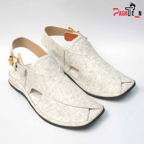 Premium White Colour Leather Beg Chappal