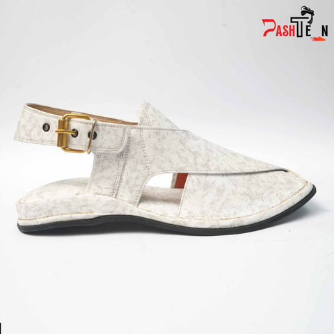 Premium White Colour Leather Beg Chappal