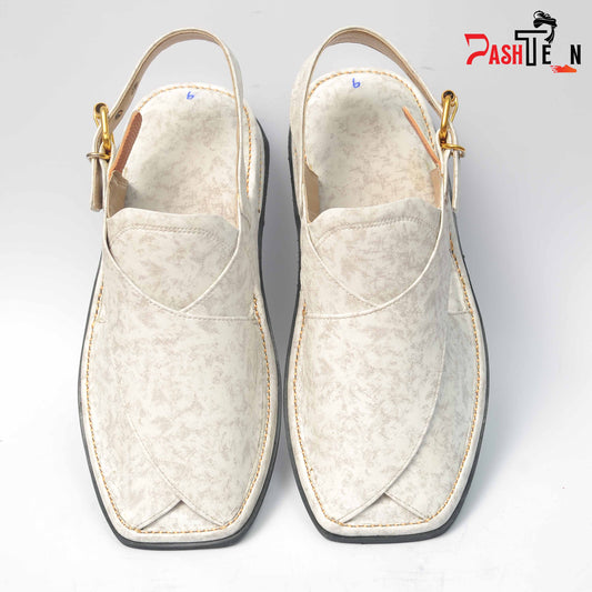 Premium White Colour Leather Beg Chappal