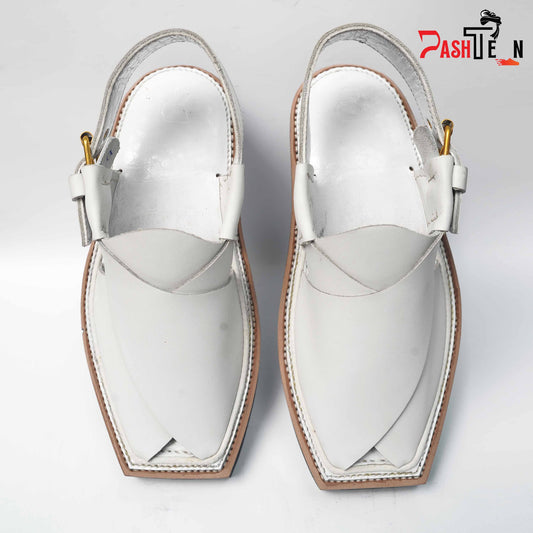 Premium White Matte Leather Kaptaan Chappal