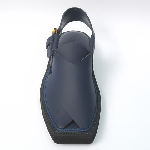 Premium Blue Matte Leather Kaptaan Chappal